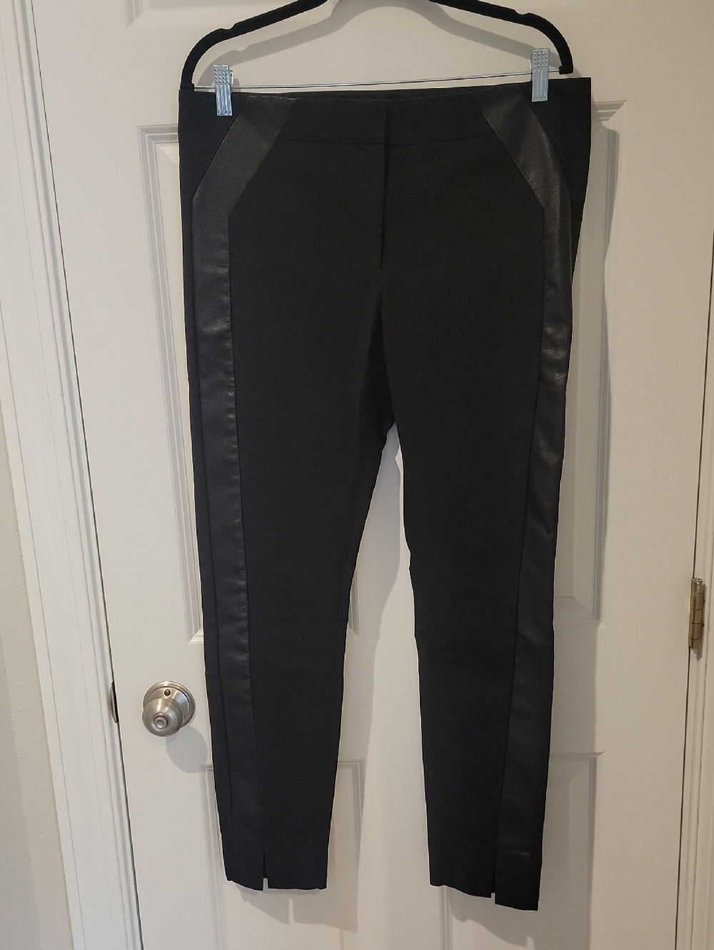 Armani Exchage Black Pants with Faux Leather Side Panels
